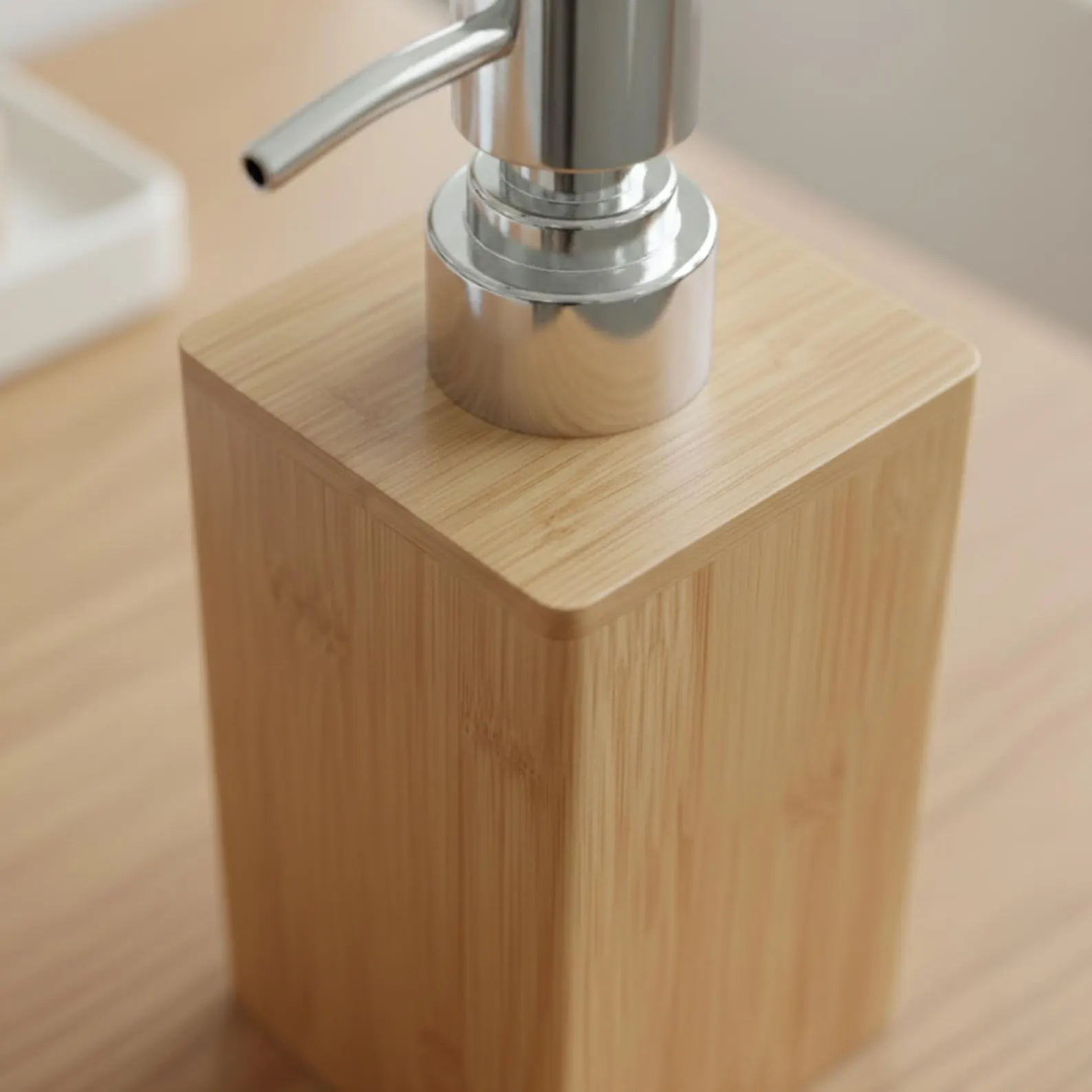 Square Bamboo Soap & Lotion Dispenser